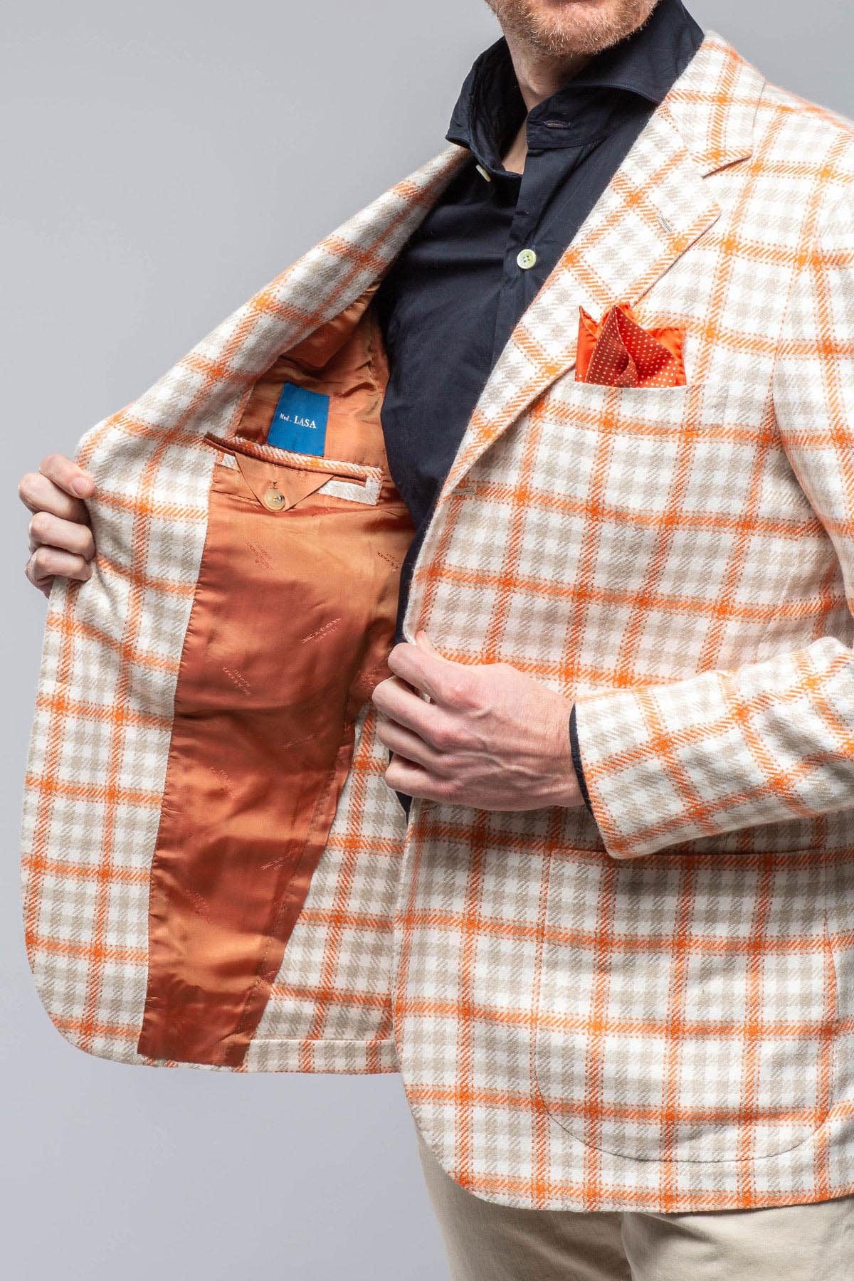 Eagan Cashmere Sport Coat in Cream and Orange - AXEL'S